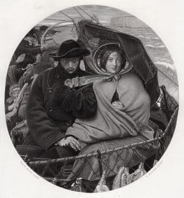 FRAMED 1800s FORD MADOX BROWN Engraving The Last of England SIGNED