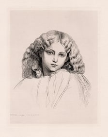 1874 Sir Frederic William Burton The Child Miranda etching signed