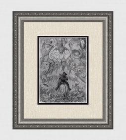 1800's GUSTAVE DORE Wood Engraving A Submarine World SIGNED FRAMED