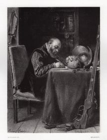 SIGNED 1800s Joseph Nicolas ROBERT-FLEURY Lithograph AMBROISE PARE Framed