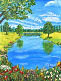 Arthur Kinslow Orginal Painting The Back Nine 30 x 40 Inches