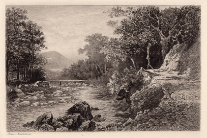 Alexander Ansted On the East Lynn River View 1893 etching