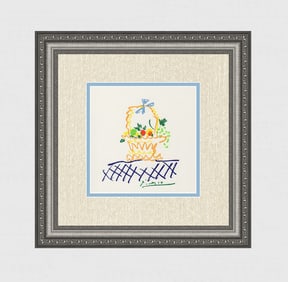 Beautiful Pablo PICASSO 1968 Color Lithograph "Fruit Basket" Framed LIMITED SIGNED