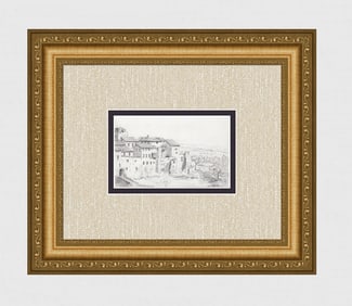 1860's Agnes Buchan-Hepburn Pencil Drawing Albano Italy Framed