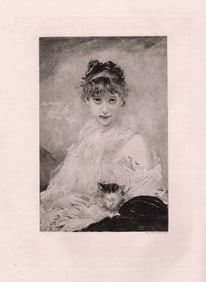 Charles Joshua Chaplin Portrait of a Young Lady etching signed