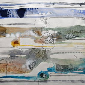 Rikki Drotar Mixed Media Painting True Botanical III 30 x 30 inches