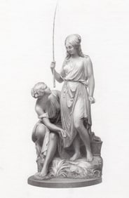 Rafaelle Monti 1853 Antique Classical Engraving Sisters Fishing" Framed