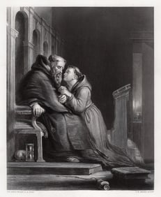 1800s David WILKIE SIGNED Engraving The Confessional Framed