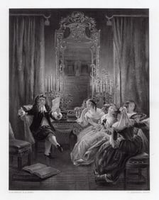 Charles Robert Leslie Les Femmes Savantes (The Learned Ladies) engraving signed