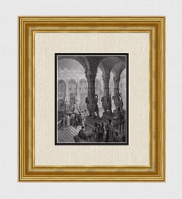 Gustave Dore 1800s Woodcut Anselmo asks Forgiveness SIGNED Framed