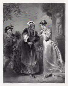 1800s Henry William PICKERSGILL Engraving Florimel & the Witch SIGNED Framed