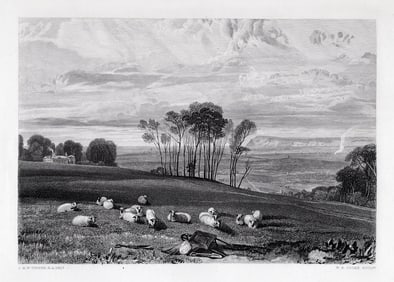 William TURNER SIGNED 1800s Engraving Pevensey Bay Framed