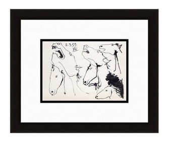 PABLO PICASSO 1961 Vintage Lithograph Horse Study FRAMED