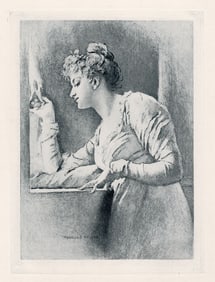 Marcus Stone A Welcome Footstep 1888 print