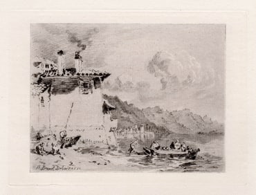 Joseph Mallord William Turner 1877 etching Coastal Landscape signed