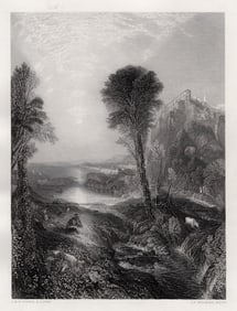 FRAMED 1800s WILLIAM TURNER Engraving Mercury & Argus SIGNED