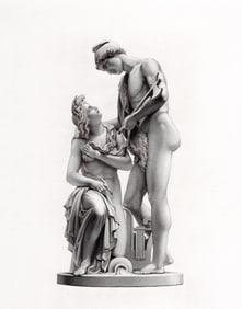 Ludwig Michael Schwanthaler 1800s Engraving "Woodland Couple" Framed