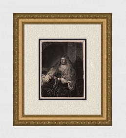 1800s REMBRANDT Etching B340 The Great Jewish Bride DURAND Original Framed