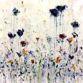 Jodi Maas Original Painting Bees Feast II 24 x 24 inches