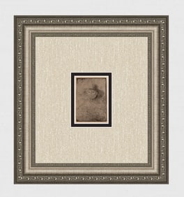 1800s REMBRANDT B330 Etching Young Man Broad Brimmed Hat Durand Framed