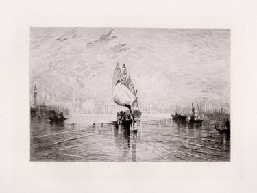 Joseph Mallord William Turner 1874 etching The Sun of Venice going to Sea signed