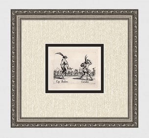 Limited 1920 CALLOT Engraving "Capitano Babeo & Cucuba" Framed