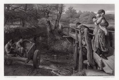 James Clarke Hook The Brook Tennyson engraving signed