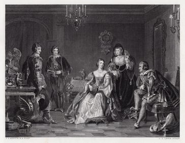 1878 Gilbert Stuart Newton The Prince of Spain's Visit to Catalina engraving signed