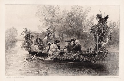 SIGNED 1800s Maurice Leloir Engraving The Last Sheaf Framed