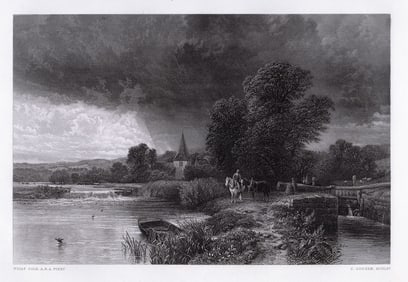 George Vicat Cole Showery Weather (The Lock) engraving signed