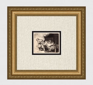 1800s REMBRANDT Etching B39 Joseph & Potiphar's Wife Signed DURAND