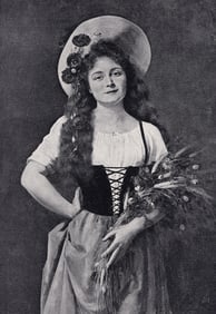 Mademoiselle Wahl 1800s Antique Print Woman with Flowers Framed COA