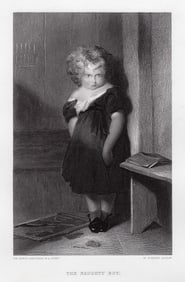 1879 Sir Edwin Landseer The Naughty Boy engraving signed