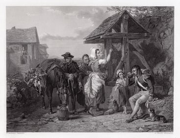 Frederick Goodall The Tired Soldier engraving signed