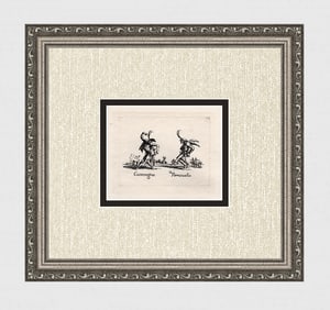 1920 CALLOT Engraving "Balli di sfessania, Street Artists" Limited Framed