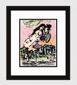1963 Marc Chagall Lithograph The Lover’s Heaven Framed