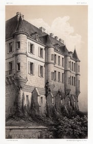 Original Victor Petit 1800s Lithograph Fortress of Mello Signed Framed