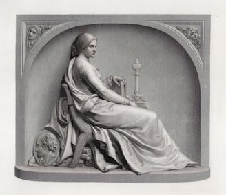 1800s John Henry Foley Antique Engraving HELEN FAUCIT Framed