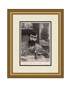 Sir Lawrence Alma Tadema 1887 woodcut Portrait of Signor G.B. Amendola signed