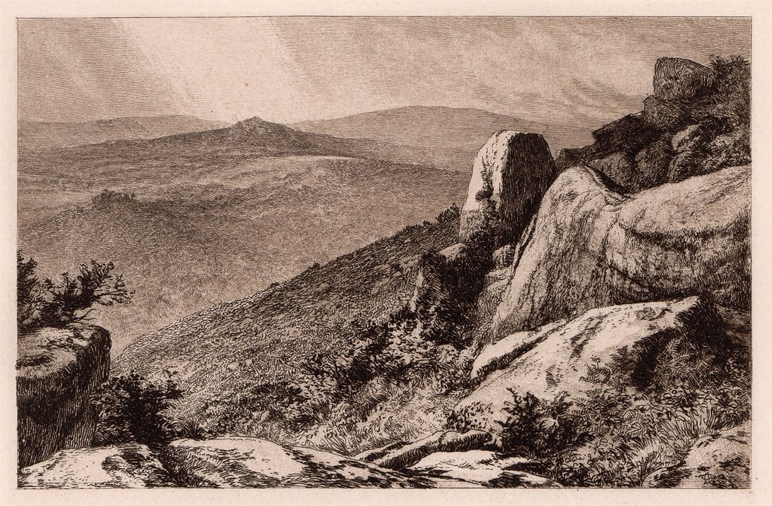 Alfred Dawson Lustleigh Cleave, Dartmoor 1889 etching (1 of 1)