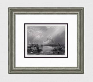 1800s JMW TURNER Engraving Michael's Mount, Cornwall SIGNED Framed