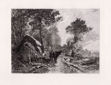 Emile-Charles Dameron The Woodcutters 1885 etching signed