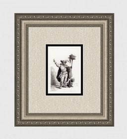 Jan Van Vliet 1844 Etching Seller of Rat Poison Framed