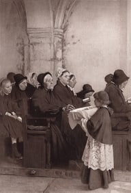 1800s Dagnan Bouveret Antique Print In a French Church Framed COA