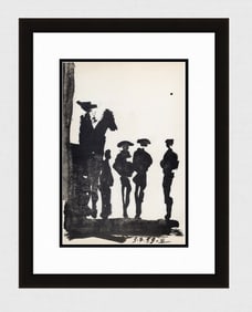 PABLO PICASSO 1961 Vintage Lithograph Esperando la Batalla FRAMED