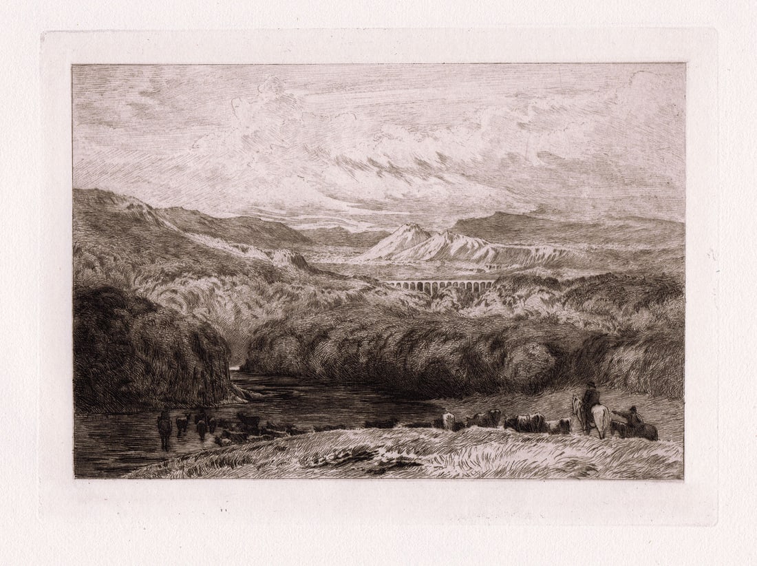 David Cox Pont-Y-Cyssyltte (Pontcysyllte) 1885 etching (1 of 2)