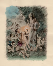 Original 1947 Paul-Emile Becat Limited Lithograph Sixteenth Kiss Framed