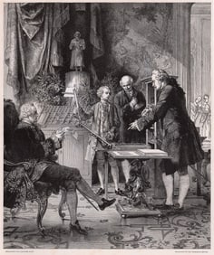 1887 Leander Russ Kaiser Josef's II woodcut signed