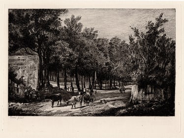 1875 John Crome Chapel Fields, Norwich etching signed