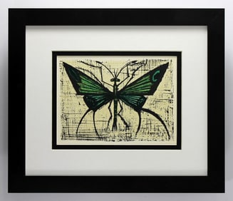 Bernard Buffet Green Butterfly 1967 lithograph